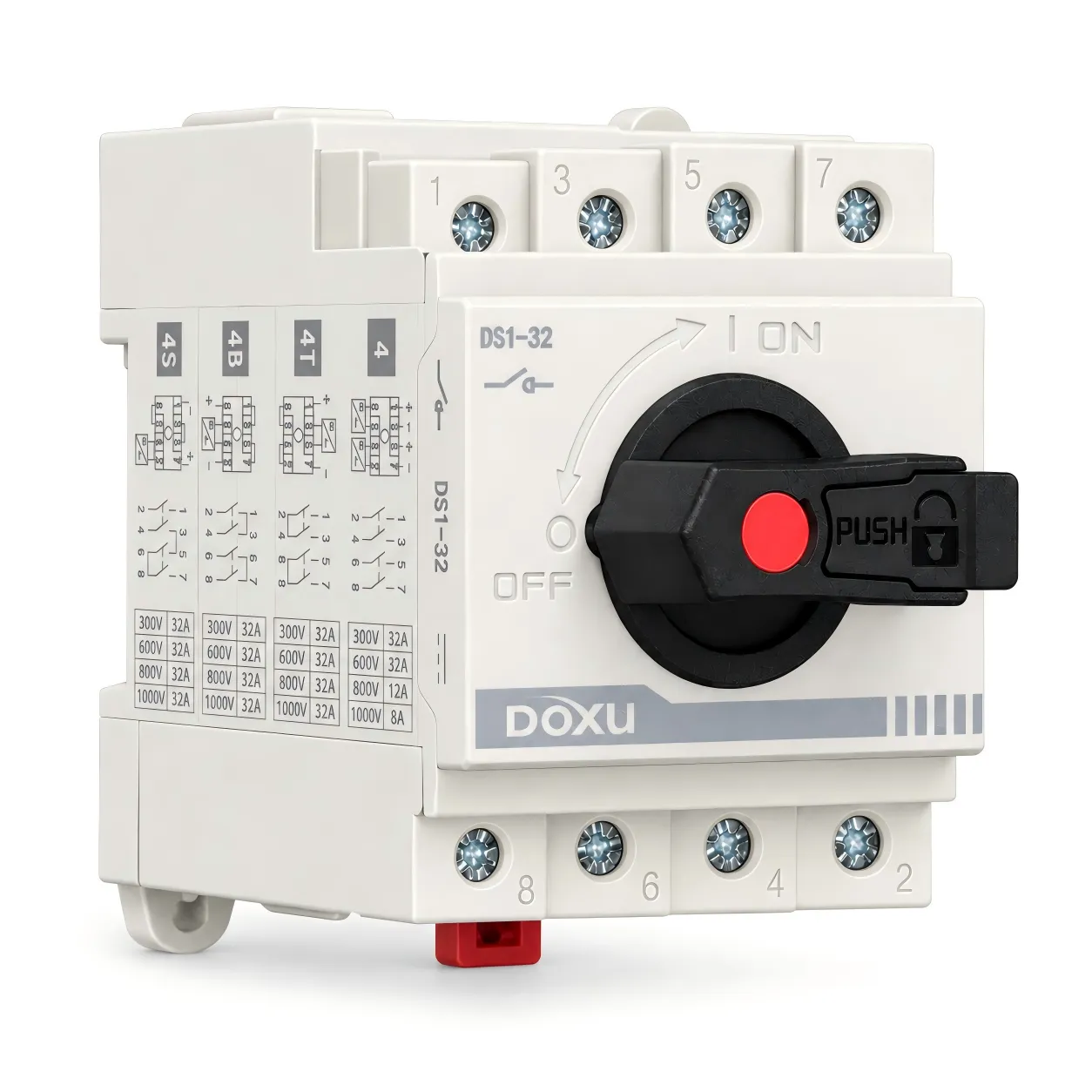 Photovoltaic DC Isolating Switch 1200V 32A 4T Busbar DS1-32 Doxu-2