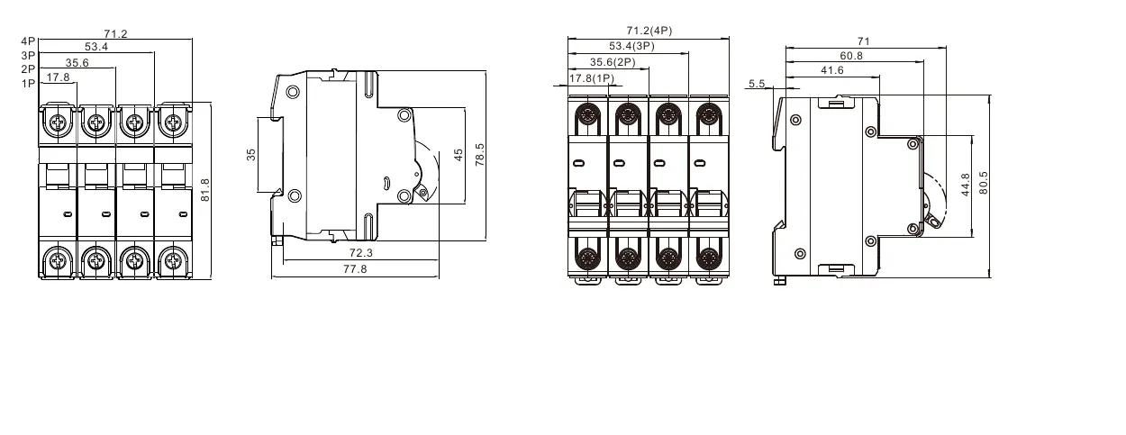 Schemat podłączenia wyłącznika AC KNB1-63 (MCB)