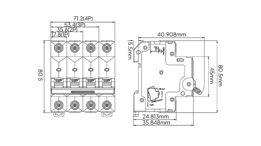KNB5-63 AC MCB - schemat podłączenia