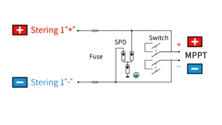 Schemat połączeń skrzynki łączeniowej KNX5PV-H/B-1/1