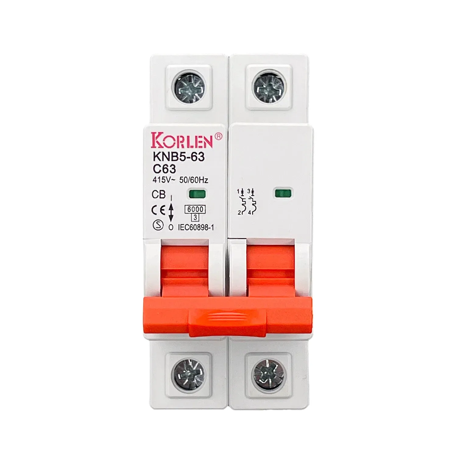 Dwubiegunowy modułowy wyłącznik nadprądowy AC 6–25 A KNB5-63 Korlen