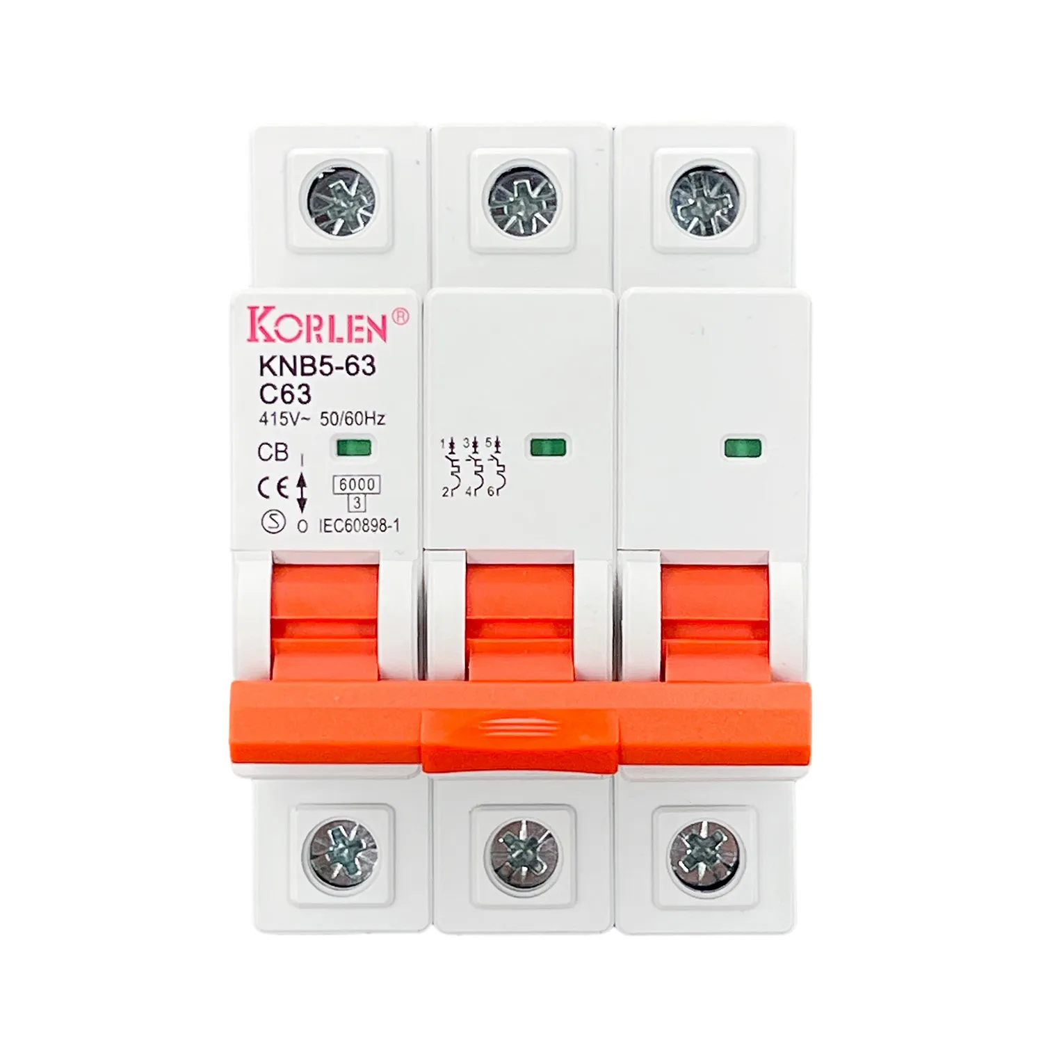 MCB AC 3P 32–63 A 6 kA KNB5-63 Korlen