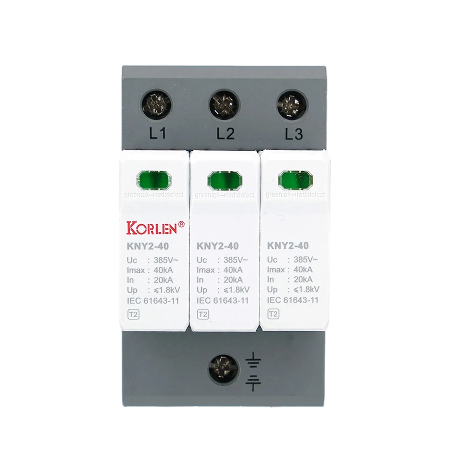 Ogranicznik przepięć AC typ 2 3P, Imax 40 kA, Up 1,5 kV KNY2-40 Korlen