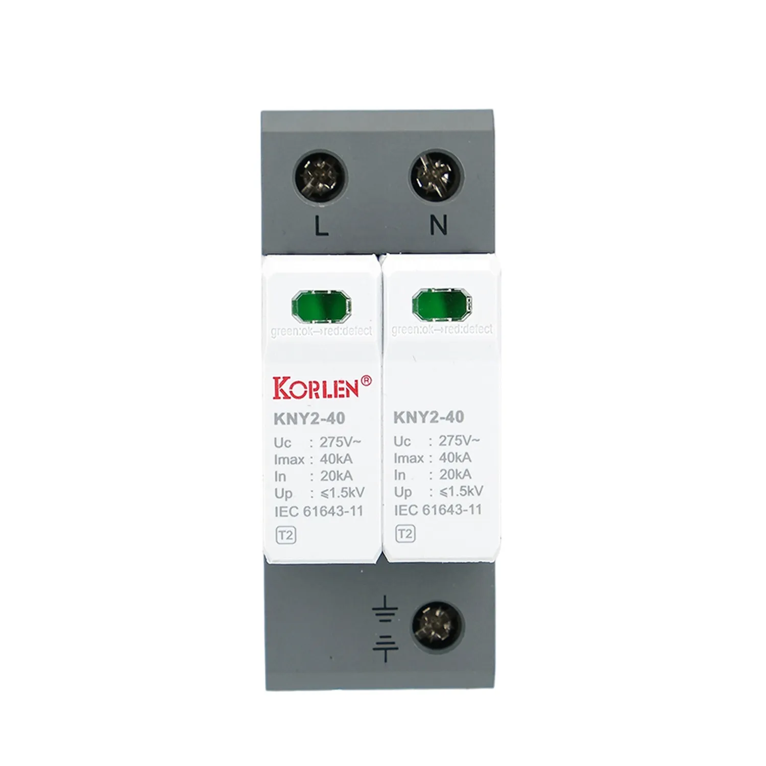 Overvoltage Protection Device Type 1+2 2P Up 1.5 kV KNY2-40 Korlen